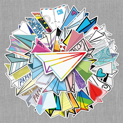 50PCS Paper Airplane Cartoon Personality Creative Graffiti Sticker   Suitcase Guitar Computer Waterproof Sticker