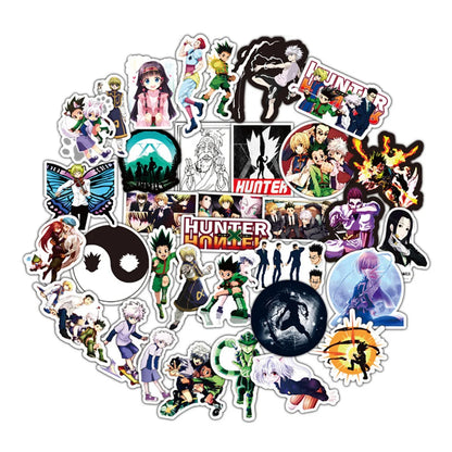 50PCS classic anime HUNTER × HUNTER cartoon character graffiti stickers, personalized, fashionable and creative DIY trendy and exquisite decorative stickers for bags, laptops, scooters, water cups, cars, and popular stickers for toys