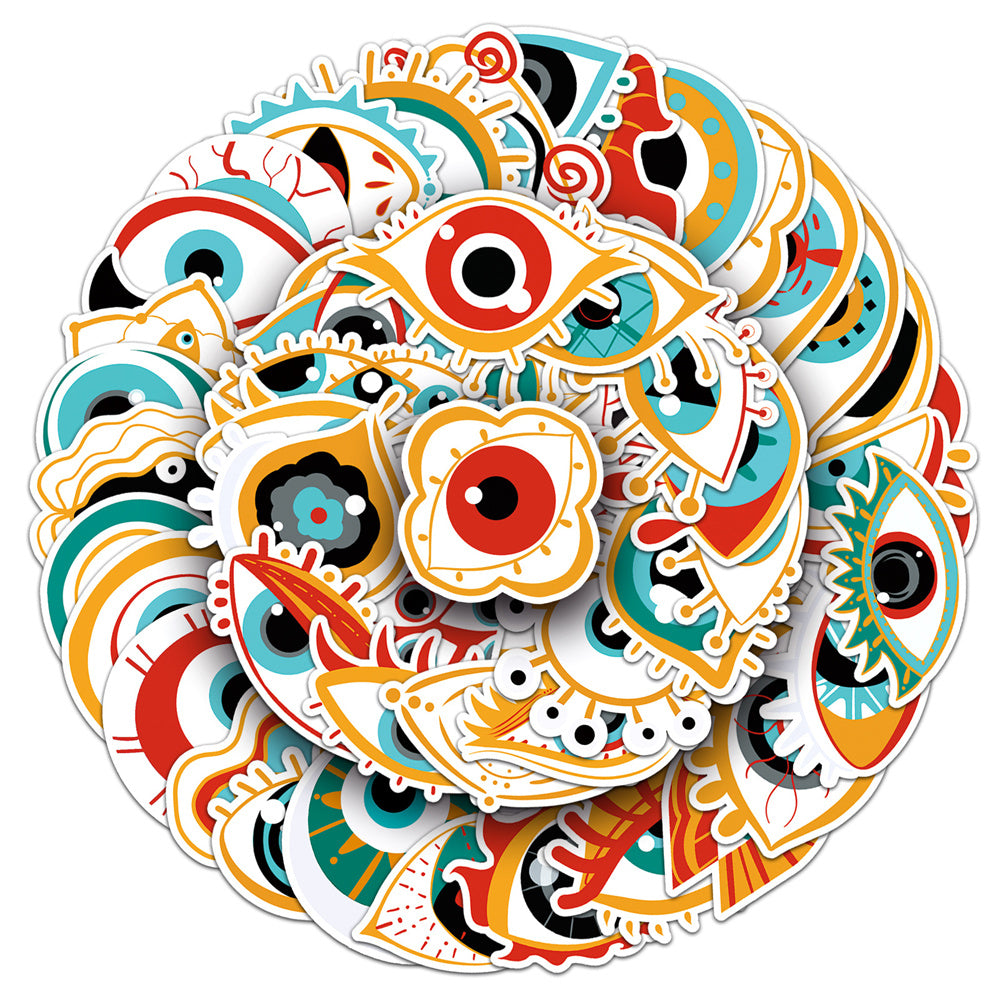 50PCS Creepy Eye & Demon Doodle Stickers, Gothic Horror Cartoon Decals for Alt Fashion and Dark Decor