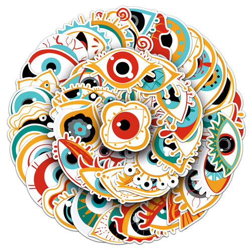 50PCS Creepy Eye & Demon Doodle Stickers, Gothic Horror Cartoon Decals for Alt Fashion and Dark Decor