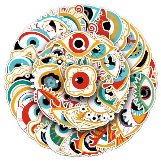 50PCS Creepy Eye & Demon Doodle Stickers, Gothic Horror Cartoon Decals for Alt Fashion and Dark Decor