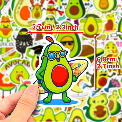 50PCS Cartoon Avocado Sticker Graffiti Ipad Luggage Laptop Helmet Car Computer Pattern Scrapbook Toy Decoration