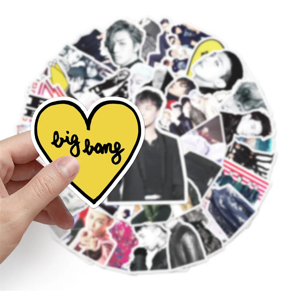 50pcs Korean Pop Boy Group Big Bang Sticker For Luggage Laptop Ipad Skateboard Guitar Mug Notebook Mug Sticker