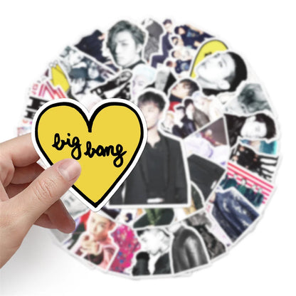 50pcs Korean Pop Boy Group Big Bang Sticker For Luggage Laptop Ipad Skateboard Guitar Mug Notebook Mug Sticker