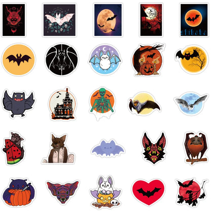 50PCS Cartoon Critters Bat Pumpkin Graffiti Stickers Personality Fashion Creative Trend DIY Exquisite Decorative Decals for Luggage Laptop IPad Diary Popular Toys Stickers