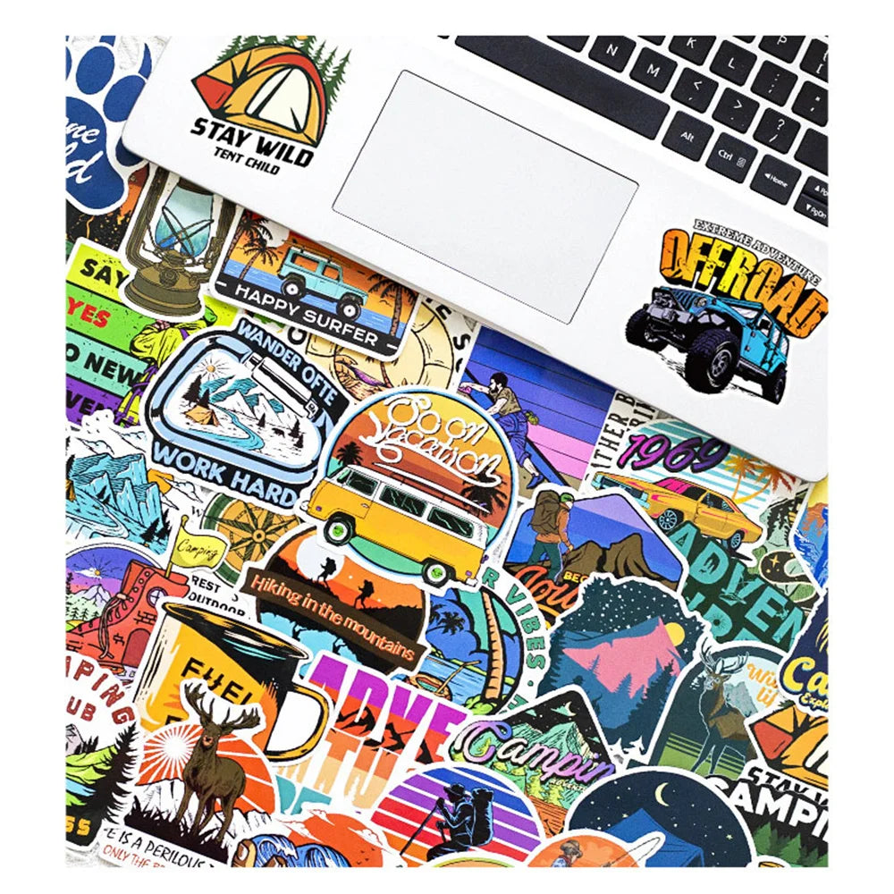 50PCS Outdoor Adventure Stickers Camping Wilderness Natural Graffiti Refrigerator Water Cup Waterproof Skateboard