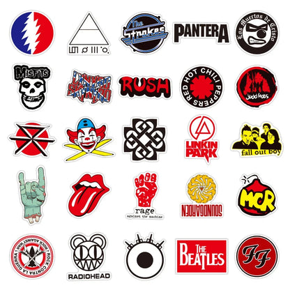 100PCS Rock Rock Band Sticker Graffiti Waterproof Skateboard Sticker Personalized Luggage Laptop Sticker