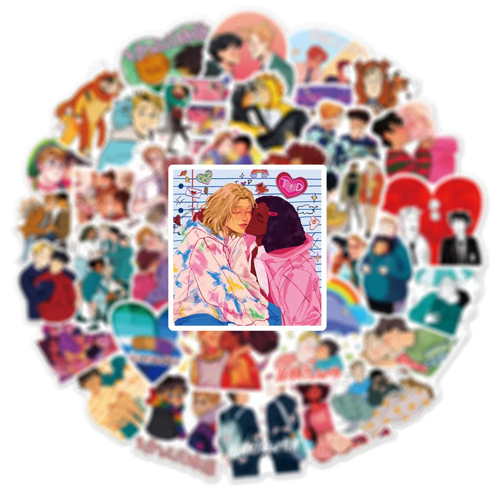 50PCS    DatingGay Heartstopper Graffiti Waterproof Sticker Creative Trend Personalized Decoration Water Cup Guitar