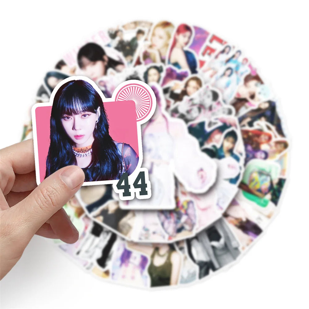 50PCS Aespa Idol Graffiti Waterproof Sticker Creative Decoration Refrigerator Skateboard Water Cup Helmet Guitar