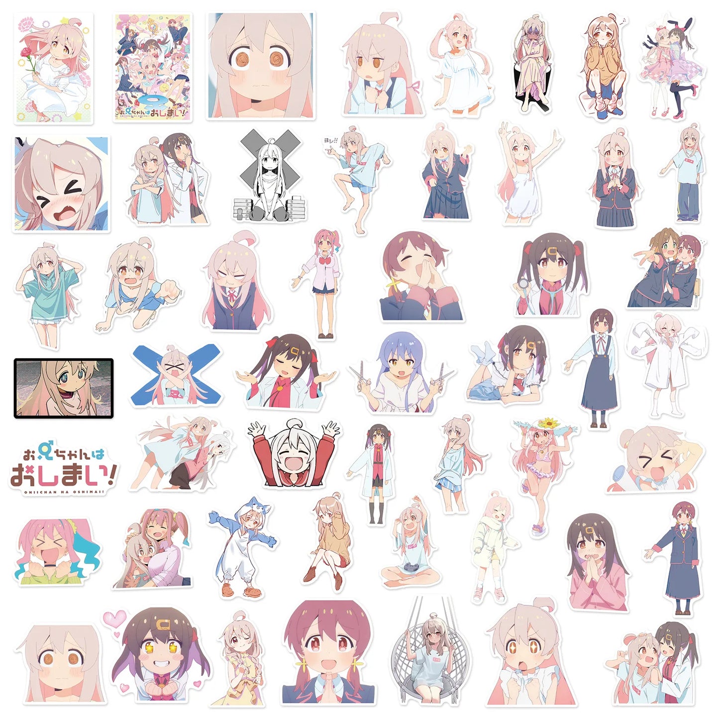 50PCS Trendy Cartoon Anime Girl Graffiti Water Cup Interior Decoration DIY Waterproof PVC Sticker Children Toys