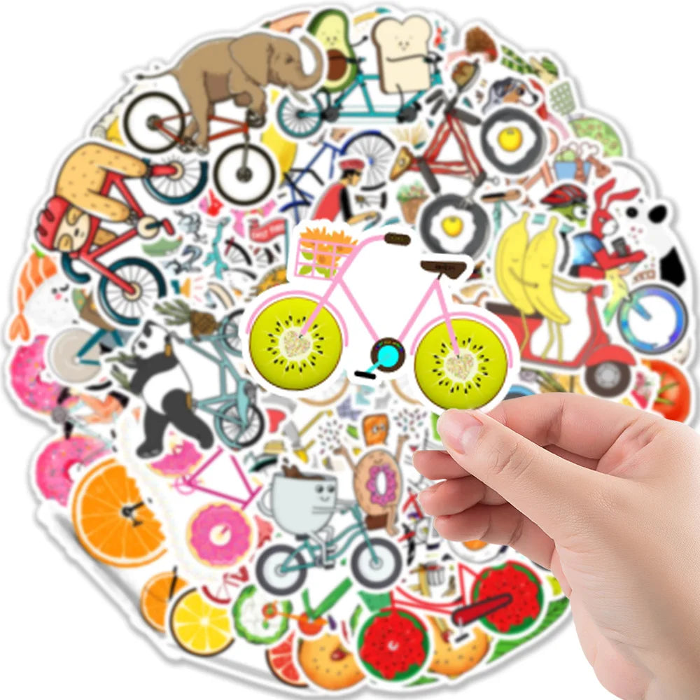 50PCS Sports Cute Cartoon Bicycle Sticker Kids Toys Graffiti Diary Trolley Case Laptop Waterproof Ipad Sticker