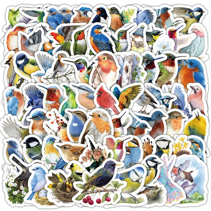 50PCS Cartoon Colorful Bird Sticker Flying Animal Graffiti iPad Mobile Phone Car DIY Wall Sticker Toy Decoration