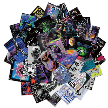 50PCS Trendy Style Acidic Design Graffiti Sticker Waterproof Luggage Refrigerator Water Cup Personalized Sticker