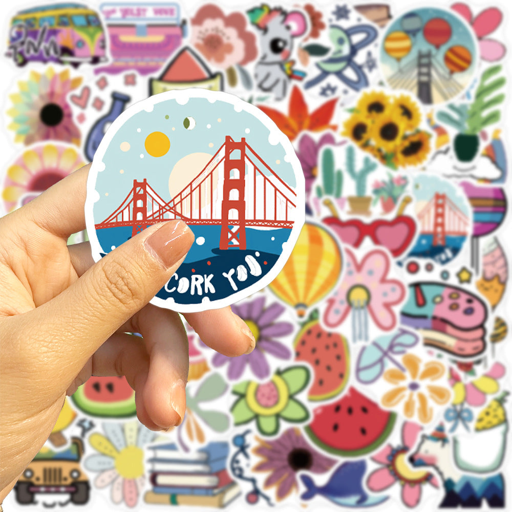 50PCS Cartoon Cute Fruit Plant Fresh Pattern Series Doodle Stickers Exquisite Fashion Creative DIY Journal Decorative Decals Suitable for Cups, Helmets, Skateboards, and Stationery Boxes