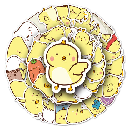 50PCS Cartoon Little Yellow Chicken Sticker Graffiti Animal Helmet Car Computer Pattern Scrapbook Toy Decoration