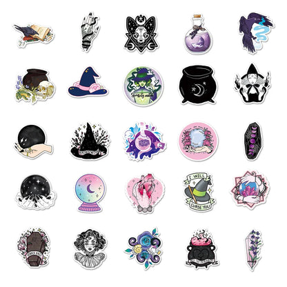 50PCS Witch Cool Graffiti Waterproof Sticker Creative Trend Personalized Decoration Refrigerator Cup HelmetGuitar