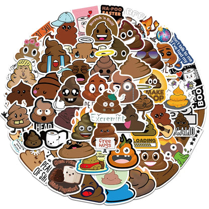 60PCS of poop fun and creative expression spoof graffiti stickers, personalized and fashionable creative trend decorated exquisite decal toys, refrigerator, guitar, skateboard, water cup, helmet, popular stickers