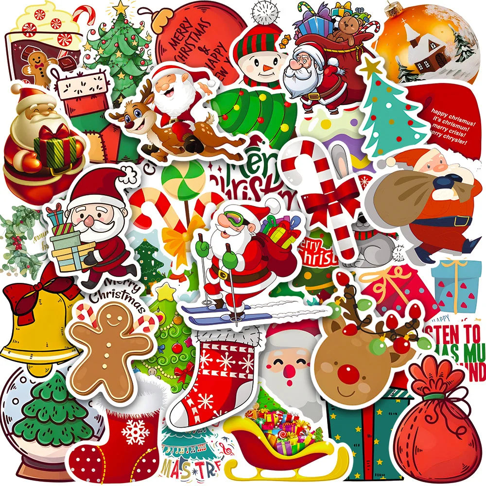 50PCS Trendy Cartoon Animation Christmas Graffiti Helmet Cup DIY PVC Waterproof Graffiti Sticker  personal Toys