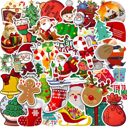 50PCS Trendy Cartoon Animation Christmas Graffiti Helmet Cup DIY PVC Waterproof Graffiti Sticker  personal Toys