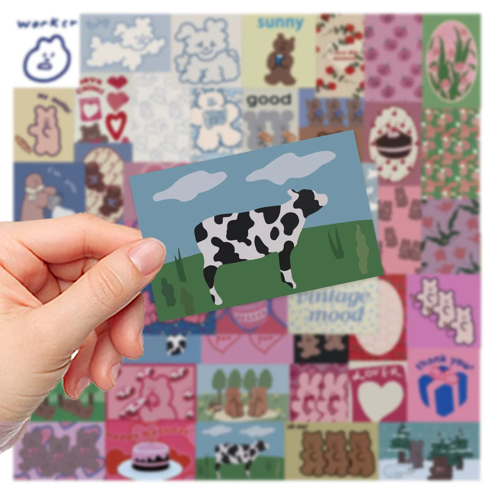 50PCS Little Fresh Girly Heart Graffiti Waterproof Sticker Toy Decoration Notebook Gift iPad Guitar PVC Sticker
