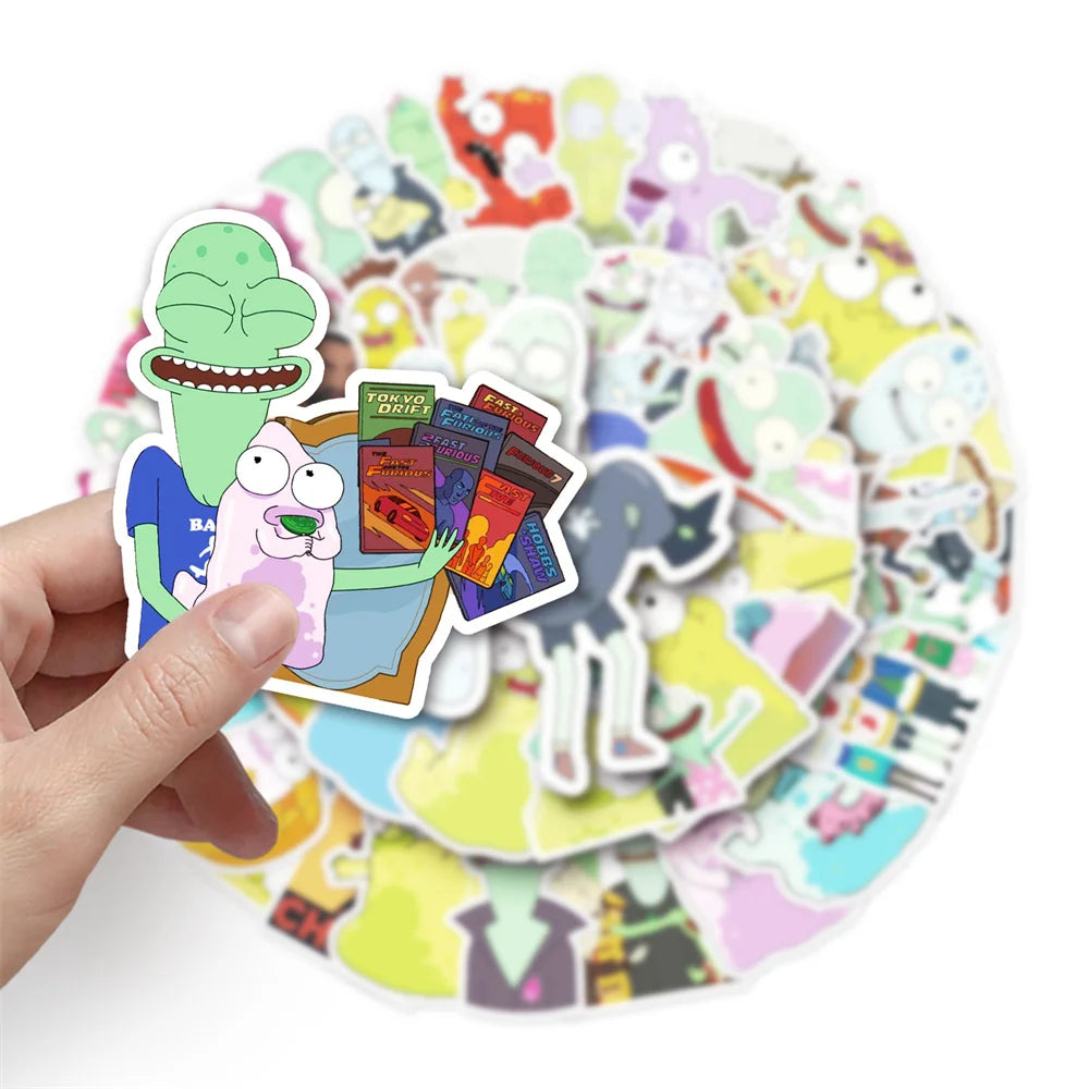 50pcs Funny Animated Solar Opposites Stickers For Toys Luggage Laptop Ipad Skateboard Fridge Car Stickers