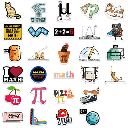 50PCS Math Doodle Stickers, Cartoon Formula & Calculator Decals for Student Planners, Notes, and School Supplies
