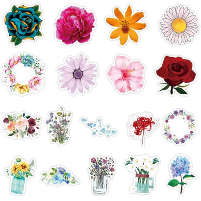 50PCS  Personalized Girl Cartoon Flowers Graffiti Laptop Skateboard Guitar Helmet Cup Waterproof Sticker Decoration