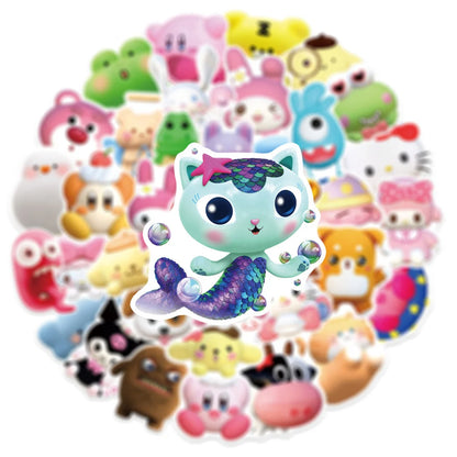 50PCS Cute 3D Graffiti Waterproof Sticker Creative Personality Decoration Water Cup Refrigerator SkateboardHelmet