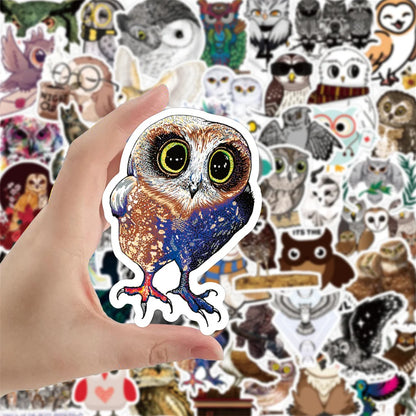 50PCS Cartoon Cute Owl Sticker Waterproof Notebook Scooter Trunk Guitar Refrigerator Water Cup Helmet Personality