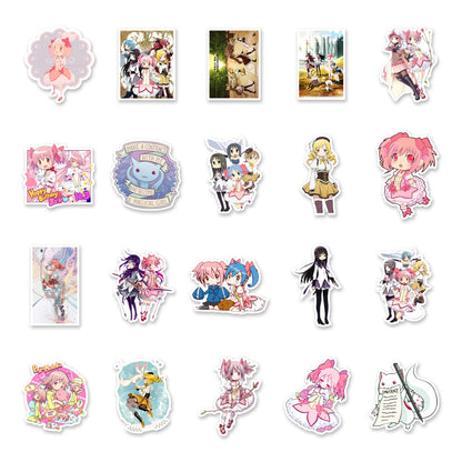 50PCS Magical Girl Transformation Stickers, Cute Anime Doodles of Sparkle, Power, and Friendship for Fans