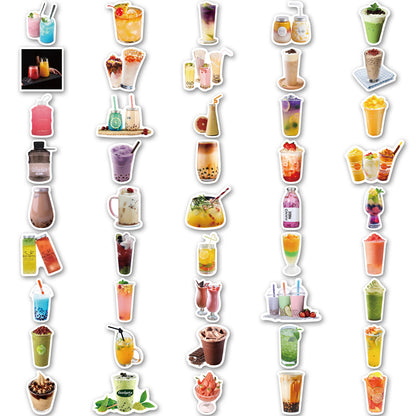 90PCS Boba Tea Stickers - Cute Drink Decals for Water Bottles, Laptops, Planners & Bubble Tea Lover Gifts