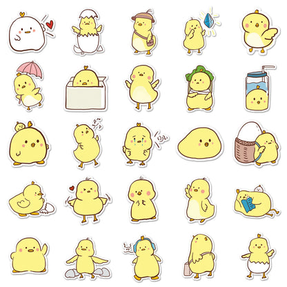 50PCS Cartoon Little Yellow Chicken Sticker Graffiti Animal Helmet Car Computer Pattern Scrapbook Toy Decoration