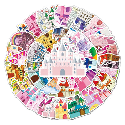 50PCS Castle Graffiti Stickers Cute Cartoon Ins Style Korean Stickers DIY Skateboard Luggage Stickers Waterproof