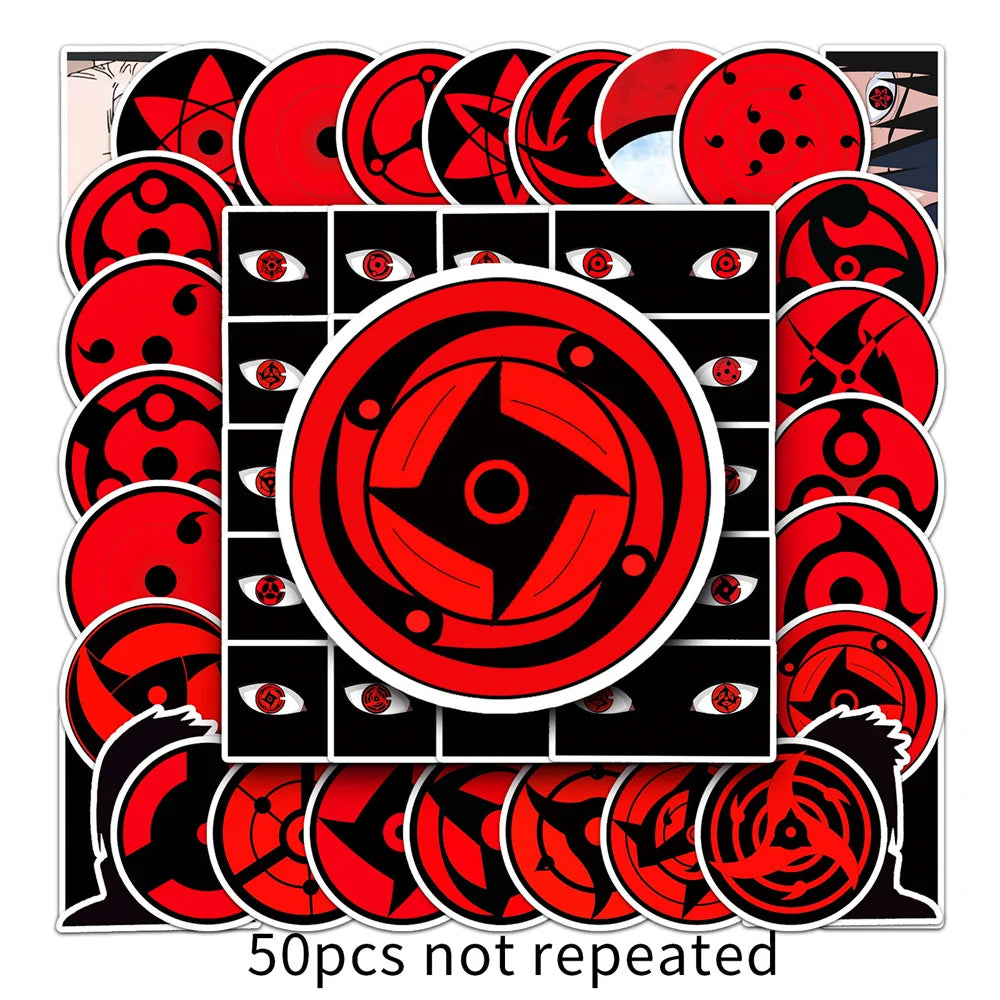 50PCS Sharingan Anime Naruto DIY Graffiti Toys Stickers Guitar Book Phone Shell Riman Stickers