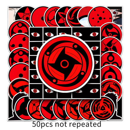 50PCS Sharingan Anime Naruto DIY Graffiti Toys Stickers Guitar Book Phone Shell Riman Stickers