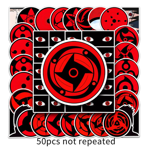 50PCS Sharingan Anime Naruto DIY Graffiti Toys Stickers Guitar Book Phone Shell Riman Stickers
