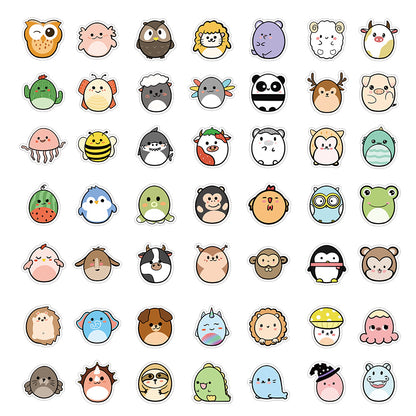 50PCS Cartoon Roly-Poly Animal Stickers - Kawaii Self-Righting Toy Doodle Decals for Journals, Nursery Decor & Resilience-Themed Gifts