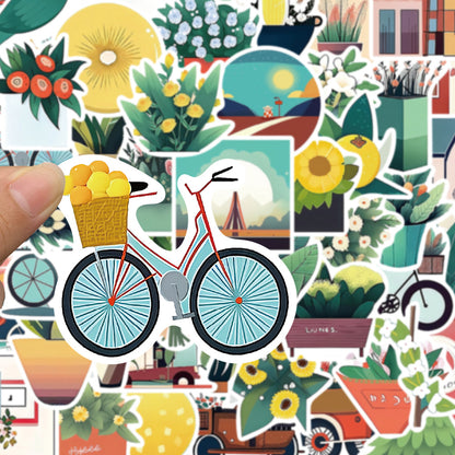 50PCS Cartoon Flat-Style Illustration Materials Doodle Stickers Exquisite Fashion Creative DIY Journal Decorative Decals Suitable for Phone Cases, Laptops, Skateboards, and Stationery Boxes
