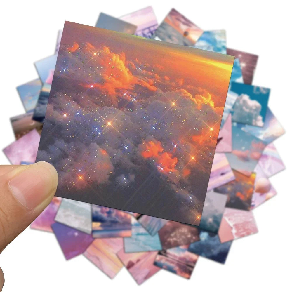 50PCS Ins Starry Sky Little Healing Cloud Stickers Decoration Mobile Phone Diary Luggage Stickers