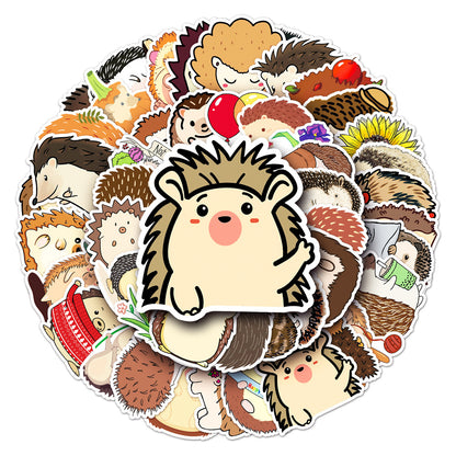50PCS Cute Cartoon Animal Hedgehog Doodle Stickers for Skateboard Helmets, Laptops, Water Bottles, Guitars, and More Exquisite DIY Desktop Decor Decals