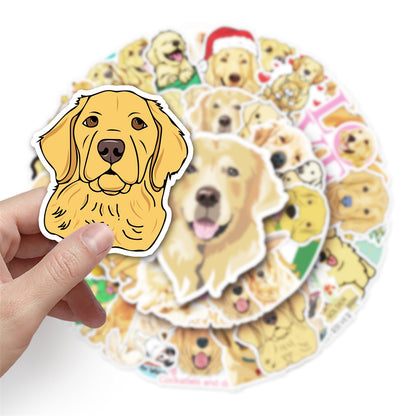 50PCS Golden Retriever Doodle Stickers, Sunny & Friendly Cartoon Dog Decals for Pet Lovers and Happy Vibes