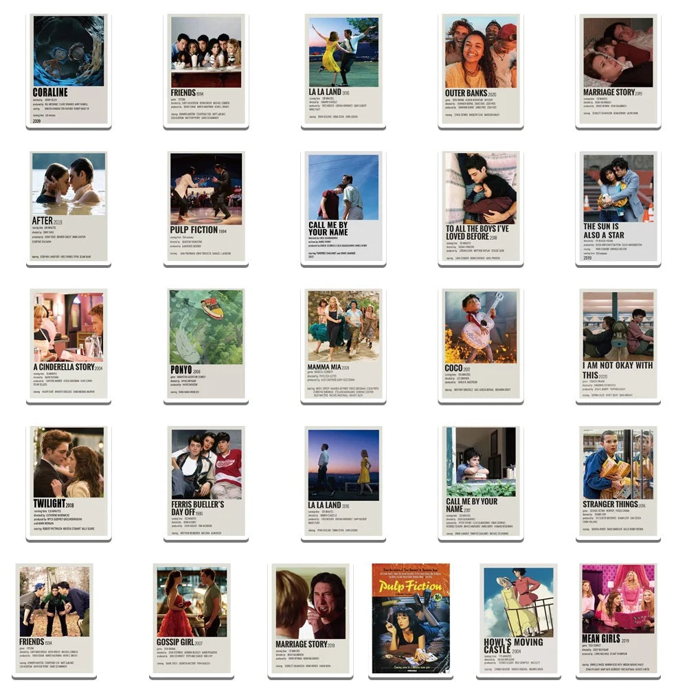 51pieces of classic anime, American TV series and movie graffiti stickers, personalized, fashionable, creative and trendy DIY exquisite decorative stickers, refrigerator, toy, skateboard, guitar, water cup and popular stickers