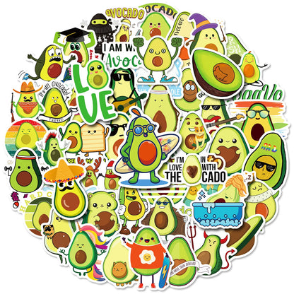 50PCS Cartoon Avocado Sticker Graffiti Ipad Luggage Laptop Helmet Car Computer Pattern Scrapbook Toy Decoration