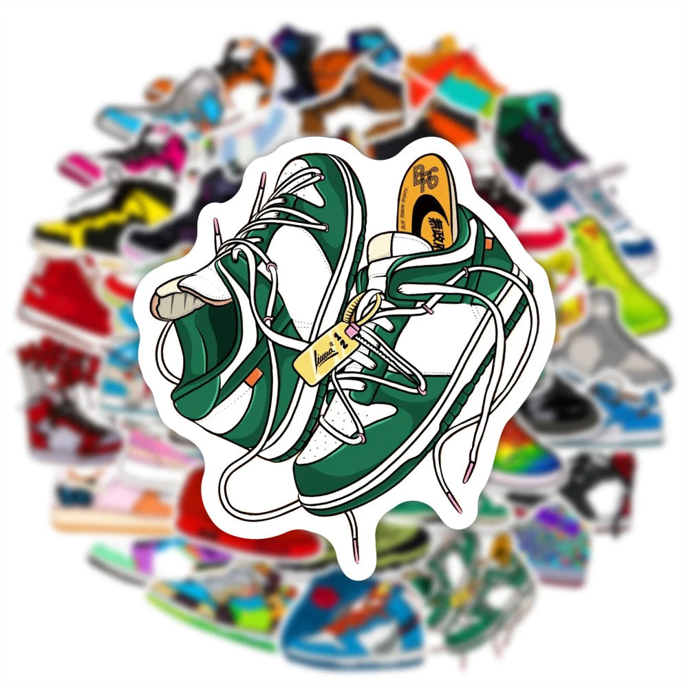 50PCS Cartoon Tide Brand Sneakers Trend Creative Graffiti Sticker Bike Skateboard Car Helmet Laptop Computer