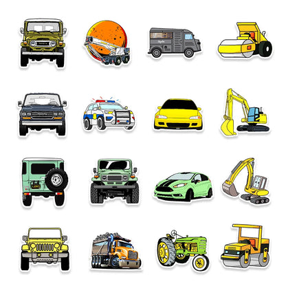 50PCS Cartoon Car Stickers Transportation Graffiti Motorcycle iPad  DIY Wall Stickers Toys Waterproof Decoration