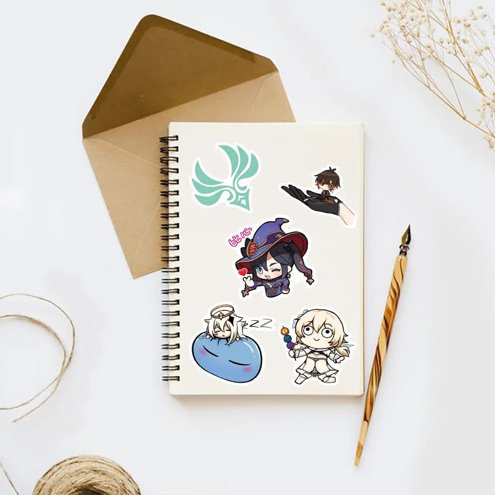 50PCS New Anime Game Genshin Graffiti Stickers Suitcase Guitar Car Skateboard Water Cup Waterproof Stickers
