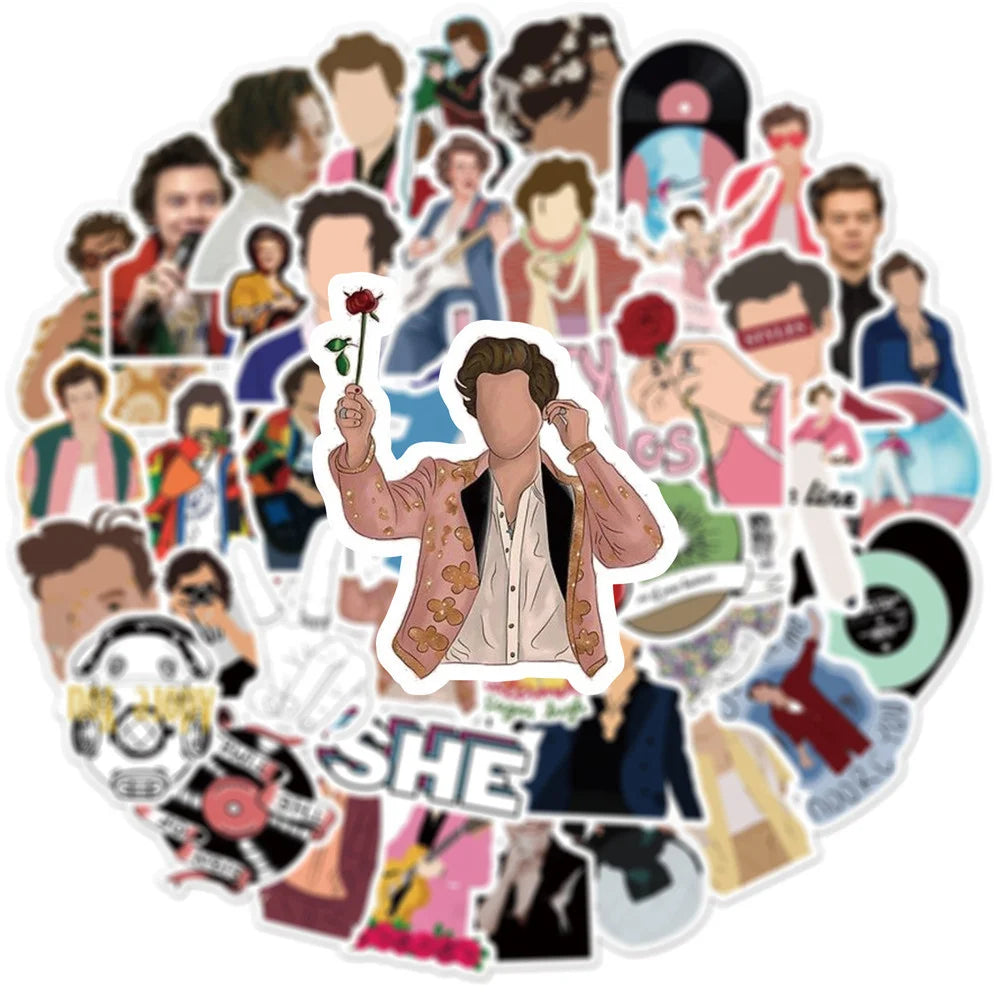 50PCS British Singer Harry Style Graffiti Stickers Luggage Laptop Skateboard Waterproof Decorative Stickers