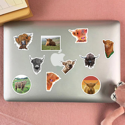 50/PCS New Cute Animal Scottish Highland Cow Graffiti Sticker Car Trunk Water Cup Sticker