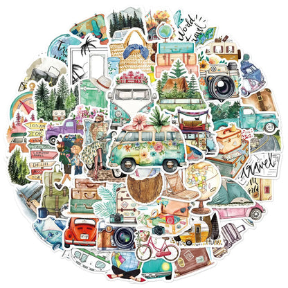50PCS Cartoon Outdoor Travel Stickers Graffiti iPad Laptop Helmet Car Computer Pattern Scrapbook Toys Decoration