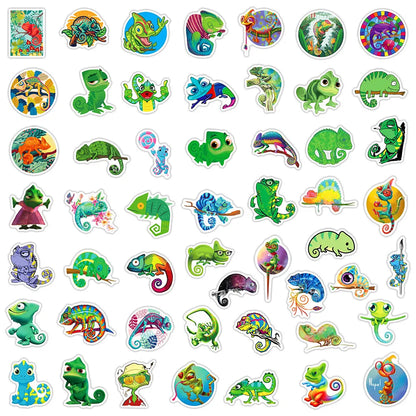 50PCS Cartoon Chameleon Sticker Animal Graffiti iPad Helmet Car Guitar DIY Scrapbook Wall Sticker Toy Decoration